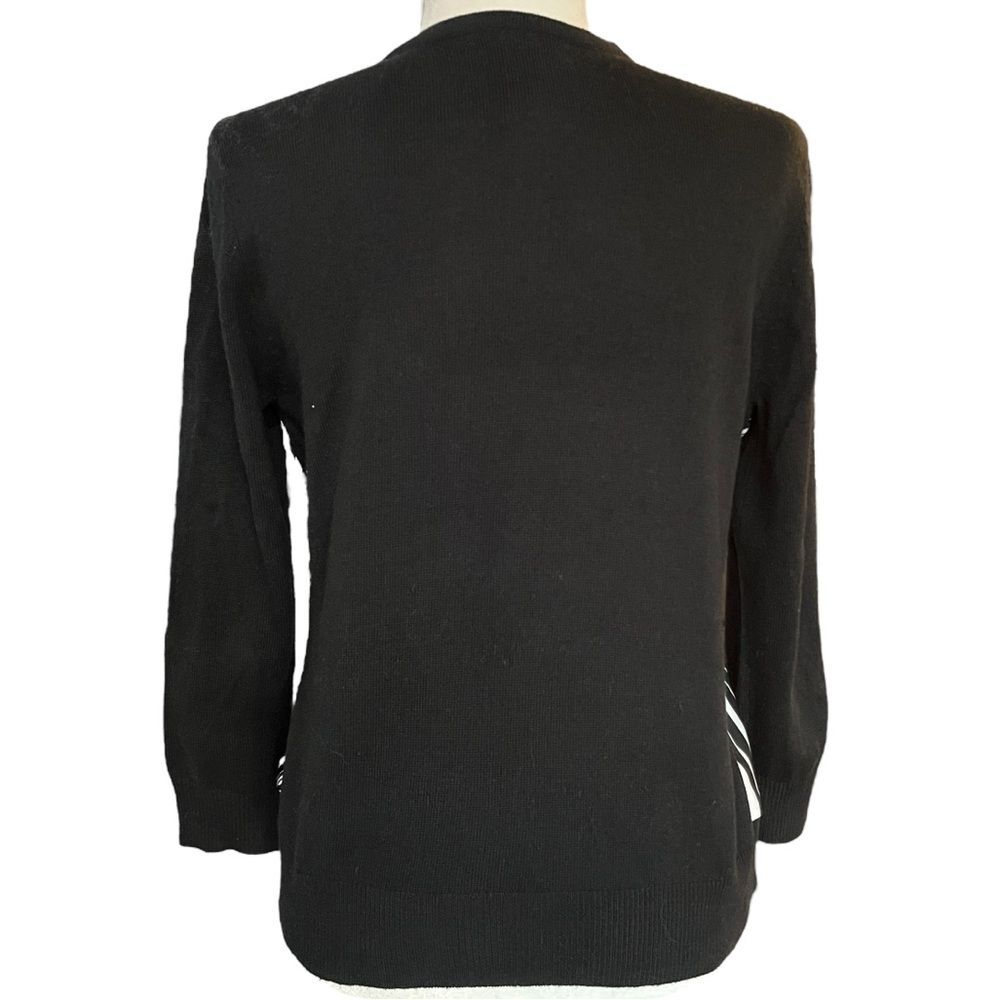 Lauren Ralph Lauren Silk Cashmere Cardigan Sweater Black White Floral Medium - Picture 2 of 6